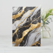 黒と白の大理石模様に金 招待状 (スタンド正面)