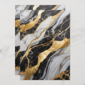 黒と白の大理石模様に金 招待状 (正面/裏面)