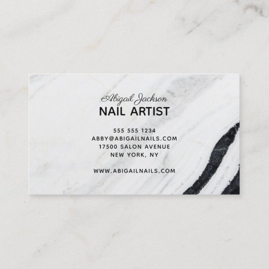 黒と白の大理石爪、 ネイル(「名前」) 名刺 (裏面)