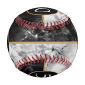 黒と白の大理石 – あなたの年齢/年を追加 野球ボール (裏面)