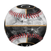 黒と白の大理石 – あなたの年齢/年を追加 野球ボール (正面)