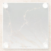 黒と白の大理石 ガラスコースター (裏面)