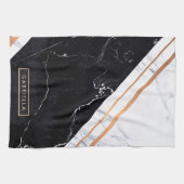 黒と白の大理石 キッチンタオル (横)