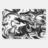 黒と白の大理石、ギフトラップデカップシート ラッピングペーパーシート (正面3)