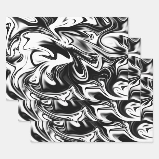 黒と白の大理石、ギフトラップデカップシート ラッピングペーパーシート (セット)