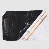 黒と白の大理石 ゴルフタオル (横)
