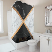 黒と白の大理石 シャワーカーテン (インサイチュ)