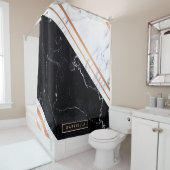 黒と白の大理石 シャワーカーテン (インサイチュ)
