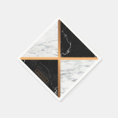 黒と白の大理石 スタンダードカクテルナプキン (角)