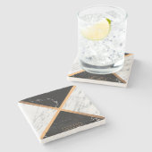 黒と白の大理石 ストーンコースター (横)