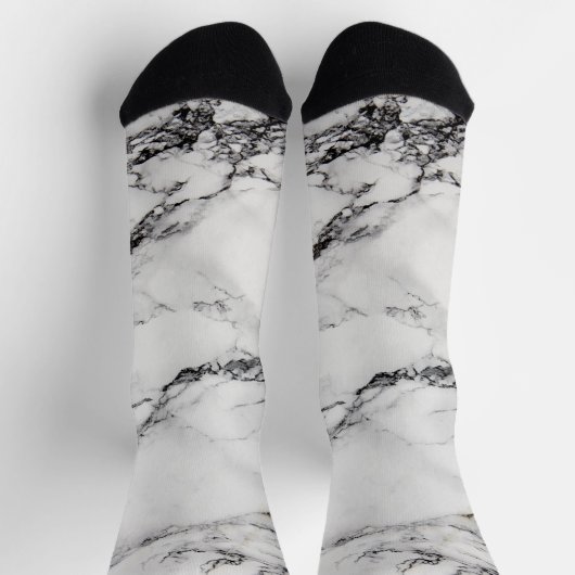 黒と白の大理石 ソックス (上部)