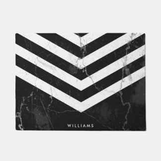 黒と白の大理石 ドアマット