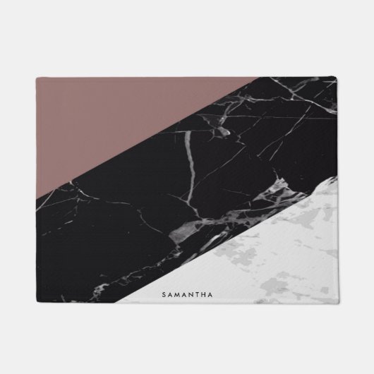 黒と白の大理石 ドアマット (正面)