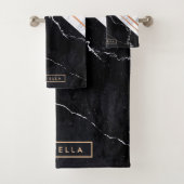 黒と白の大理石 バスタオルセット (インサイチュ)