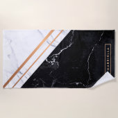 黒と白の大理石 ビーチタオル (正面)