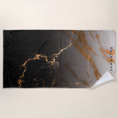 黒と白の大理石 ビーチタオル (正面)