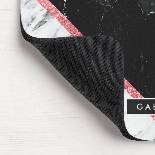 黒と白の大理石 マウスパッド (コーナー)