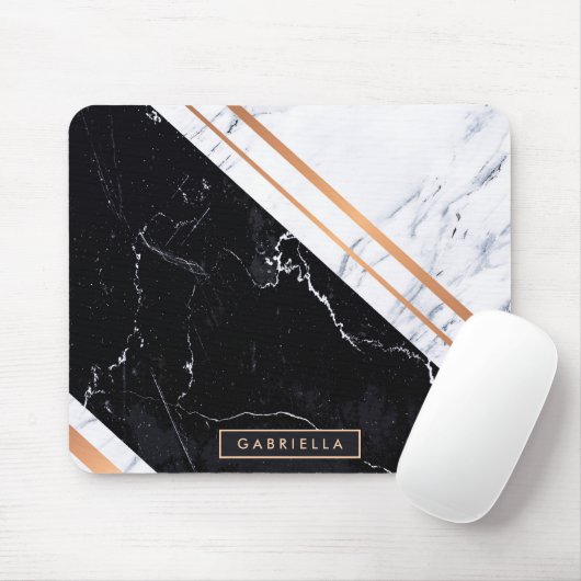黒と白の大理石 マウスパッド (マウス)