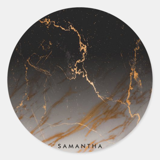黒と白の大理石 ラウンドシール (正面)