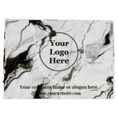 黒と白の大理石 ラージペーパーバッグ (裏面)