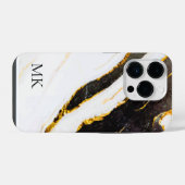 黒と白の大理石 iPhoneケース (裏面横)
