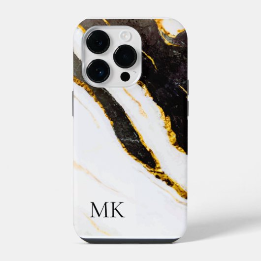 黒と白の大理石 iPhoneケース (裏面)