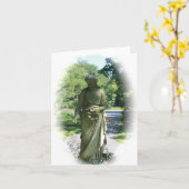 黒と白の天使ビクトリアンの像 カード (黄色い花)