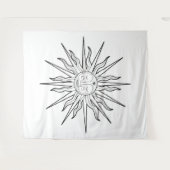 黒と白の太陽お洒落の天球背景 タペストリー (正面(横))