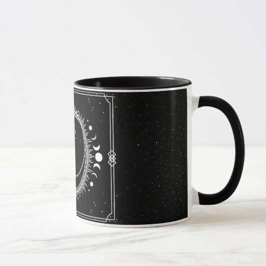 黒と白の太陽と星の三日月 マグカップ (右)