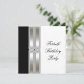 黒と白の女性の40歳の誕生日パーティー 招待状 (スタンド正面)