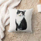 黒と白の子猫の水彩画 クッション (ブランケット)