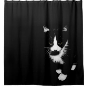 黒と白の子猫 シャワーカーテン