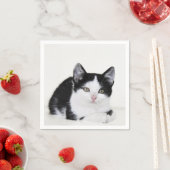 黒と白の子猫 スタンダードカクテルナプキン (インサイチュ)