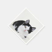 黒と白の子猫 スタンダードカクテルナプキン (角)