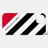 黒と白の対角ストライプ、名前、赤 Case-Mate iPhoneケース (裏面 (横))