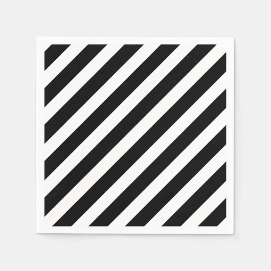 黒と白の対角パタストライプーン スタンダードカクテルナプキン (正面)