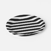 黒と白の対角パタストライプーン ペーパープレート (アングル)