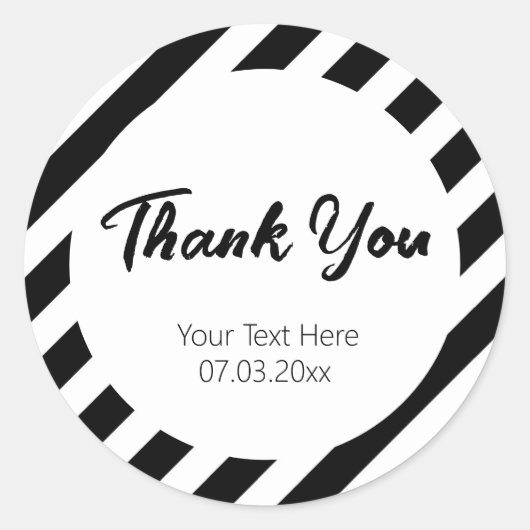 黒と白の対角パタストライプーン ラウンドシール (正面)