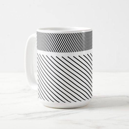 黒と白の対角リズム コーヒーマグカップ (正面左)