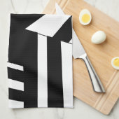 黒と白の対角線のストライプパターン キッチンタオル (四つ折り)