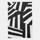 黒と白の対角線のストライプパターン キッチンタオル (縦)