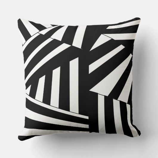 黒と白の対角線のストライプパターン クッション (裏面)