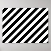 黒と白の対角線のストライプパターン ポスター (正面)