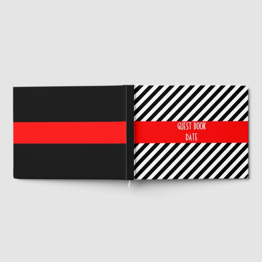 黒と白の対角線のストライプ ゲストブック (全面)