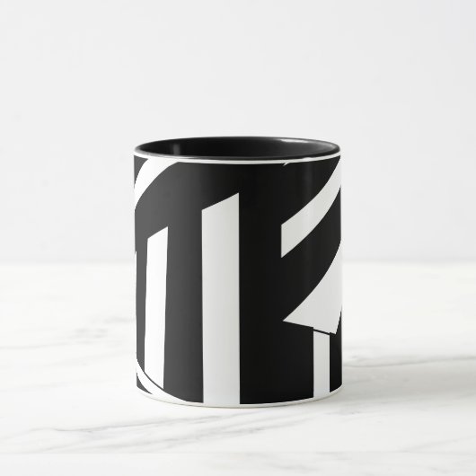 黒と白の対角線のストライプ マグカップ (中央)