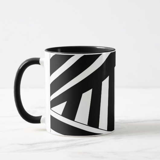黒と白の対角線のストライプ マグカップ (左)