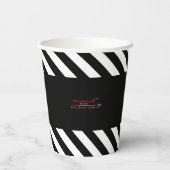黒と白の対角線のストライプ 紙コップ (裏面)