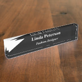 黒と白の対角線 デスクネームプレート (側面)