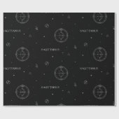 黒と白の射手座の星座パターン ラッピングペーパー (フラット)
