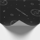 黒と白の射手座の星座パターン ラッピングペーパー (角)